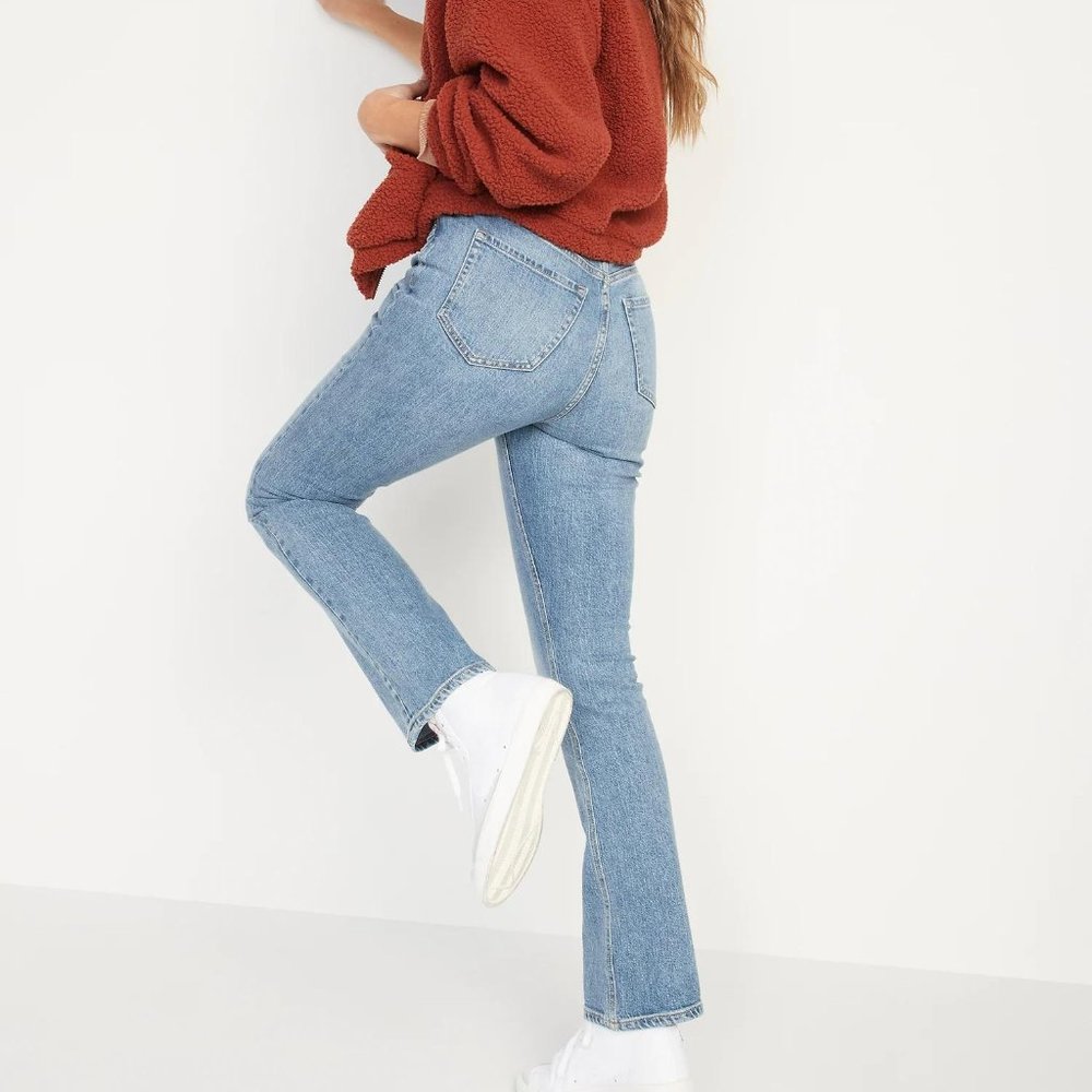 New Old Navy Extra High-Waisted Kicker Boot-Cut Button-Fly Jeans for Women - Picture 1 of 3